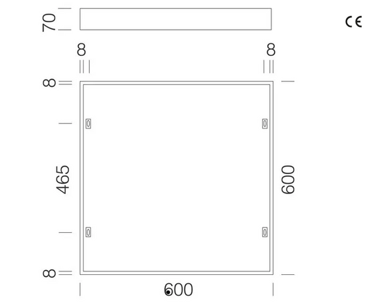 595 Cadru montaj pe plafon 600x600 h 70 mm