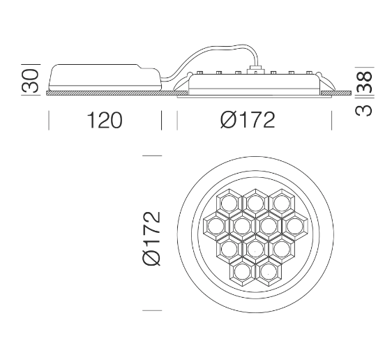 Spot 911 Health Dark UGR<19 - ø172 26W 3324 lm - 4000 K - CRI 80 culoare alb